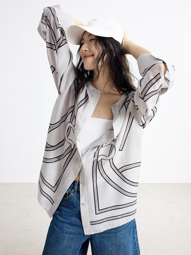 French Elegant Printed Shirt – Casual Loose Sun-Protective Outerwear for Women