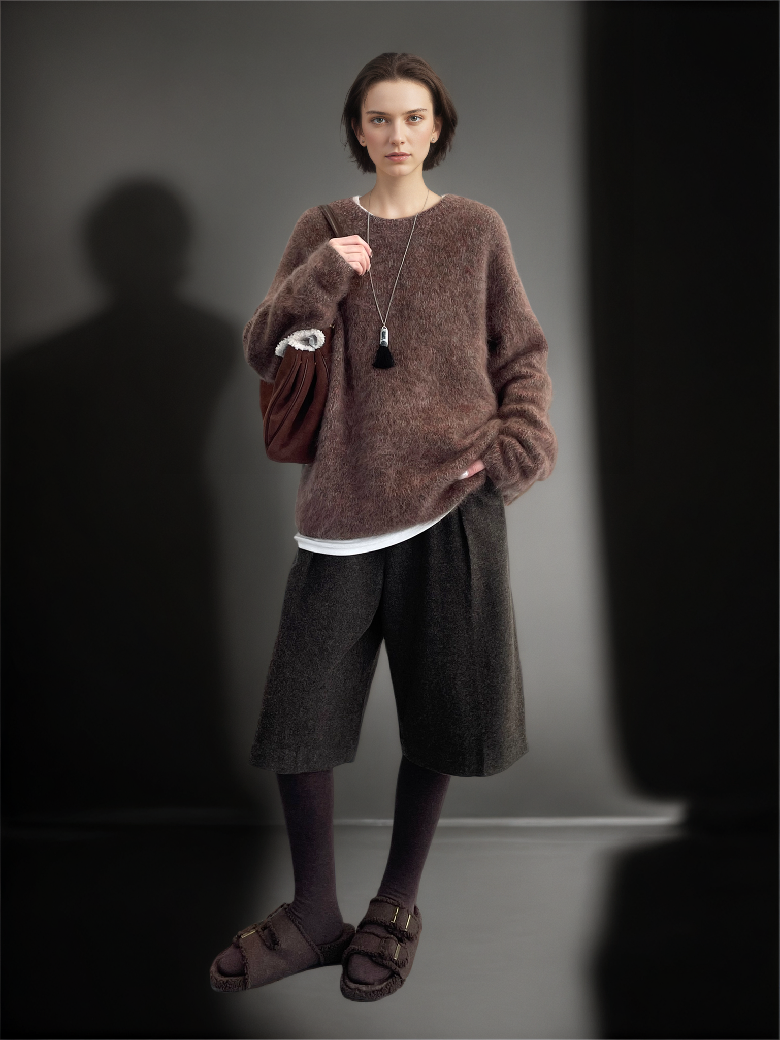 Women’s 100% Wool Hooded Sweater | Soft Brushed Knit Pullover with Loose Relaxed Fit for Winter