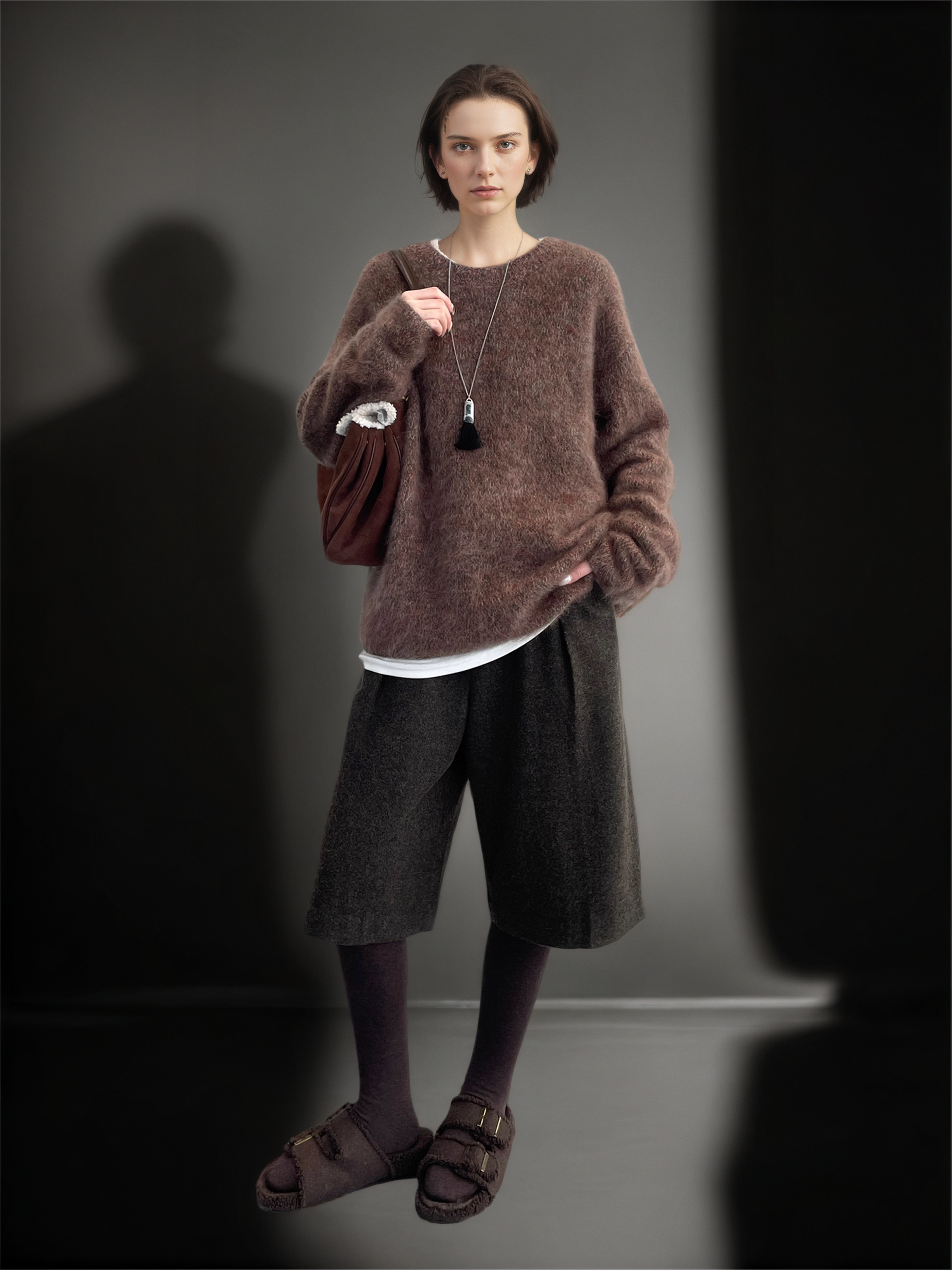 Women’s 100% Wool Hooded Sweater | Soft Brushed Knit Pullover with Loose Relaxed Fit for Winter