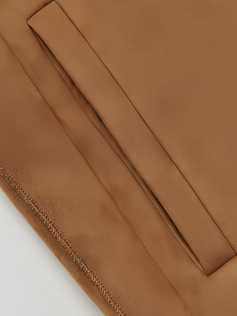 Color-Contrast Shearling Hooded Coat for Women — Mid-Length Faux Sheepskin Jacket with Raw-Edge Trim