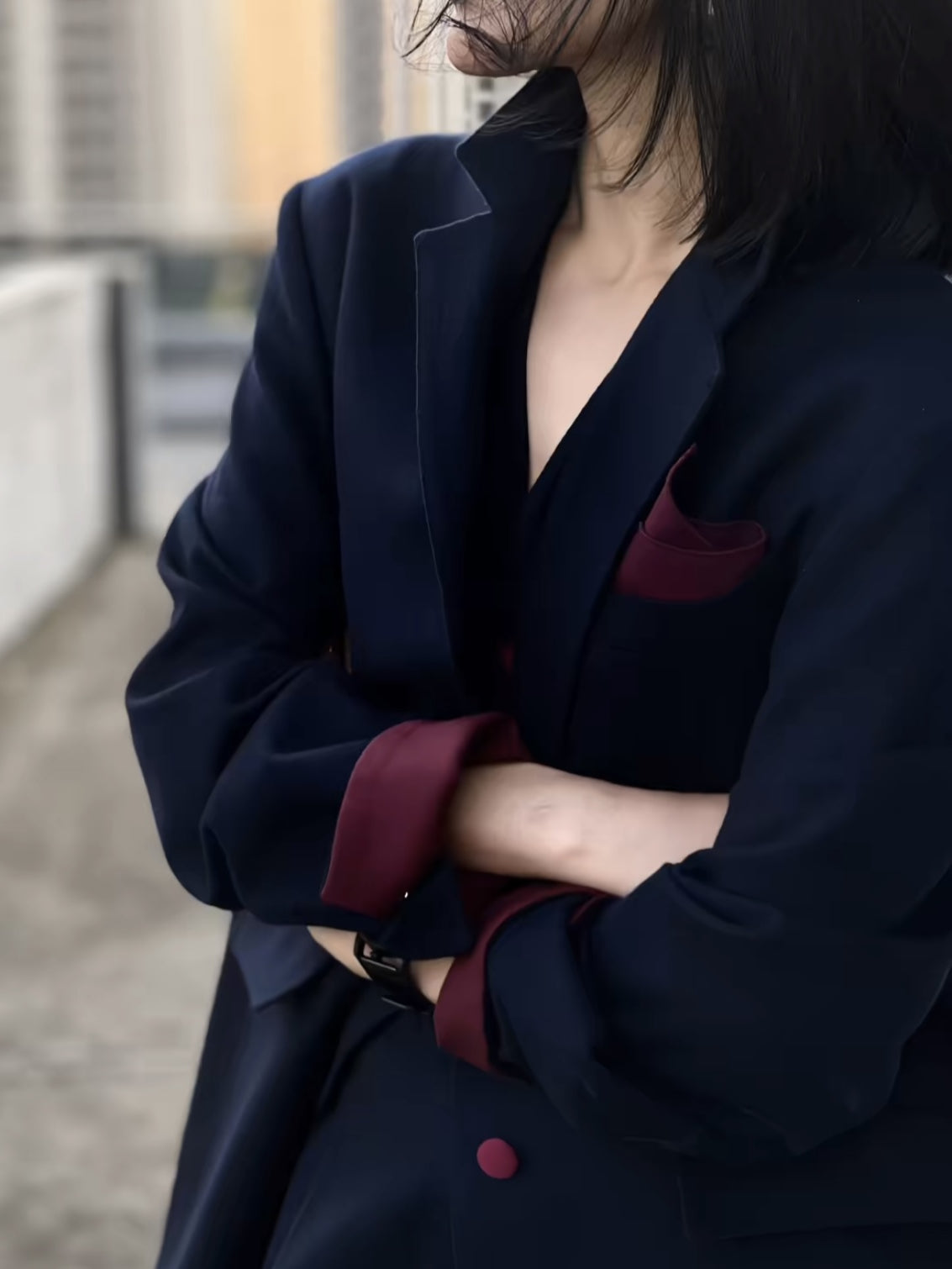 Wool Blend Three-Piece Set – Blazer, Vest & Wide-Leg Pants, Tailored Designer Fit