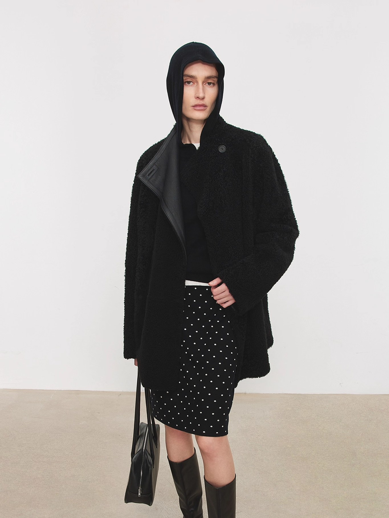 Vintage Double-Layer Jacquard Polka Dot Skirt | Mercerized Wool Knit Skirt