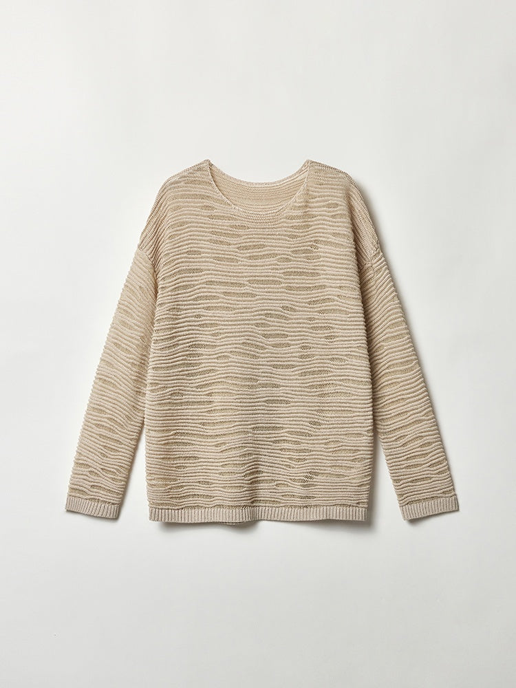 Autumn Breathable Top – Embossed Diamond Glitter Hollow-Knit Knitwear