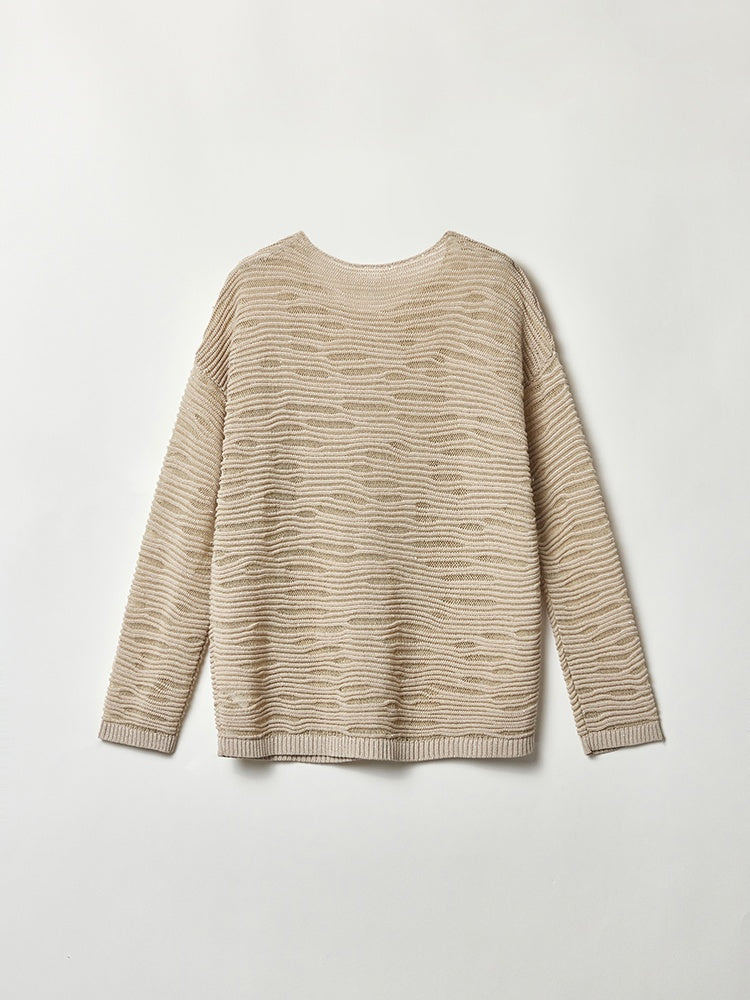 Autumn Breathable Top – Embossed Diamond Glitter Hollow-Knit Knitwear