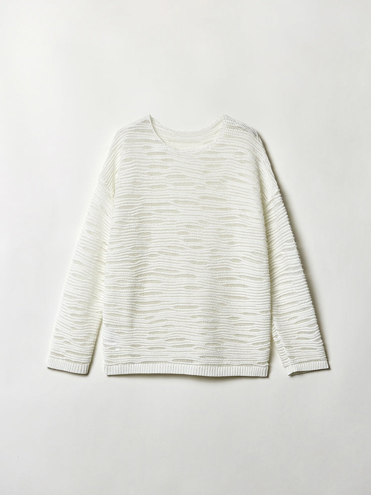 Autumn Breathable Top – Embossed Diamond Glitter Hollow-Knit Knitwear