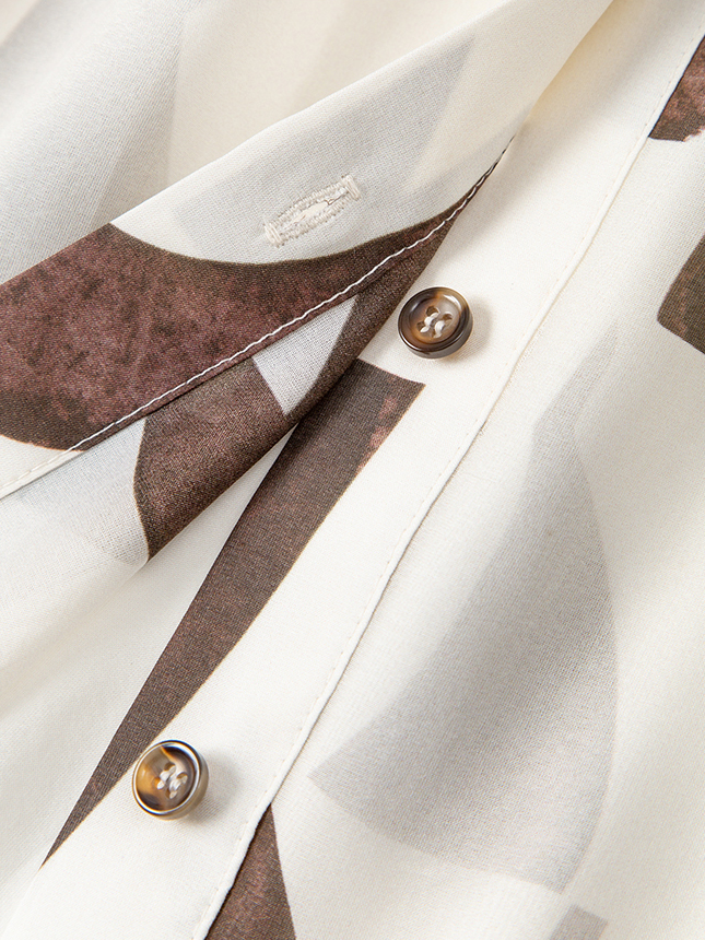Luxury Aesthetic 6A 10MM Silk Geometric Chiffon Print Shirt – Resort & Office Wear
