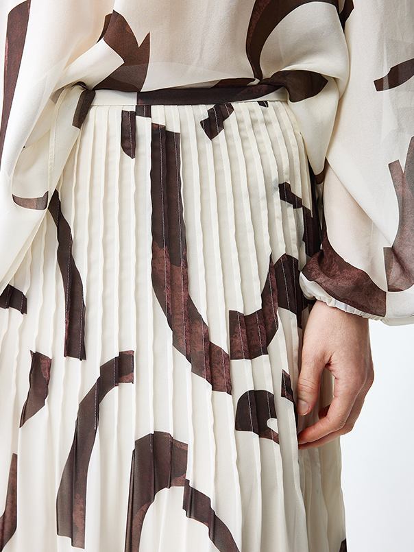 Geometric Logo Print Chiffon Skirt for Vacation & Commuting | Lightweight Elegant Women's Summer Skirt