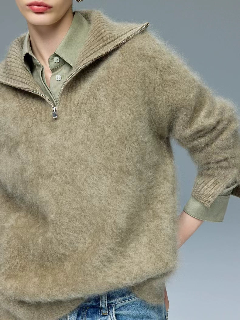 Luxury Dyed Cashmere Brushed Knit Sweater | French Sailor Collar Wool Pullover for Women