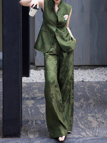 Acetate Jacquard Longline Vest & Wide-Leg Pants – Made to Measure