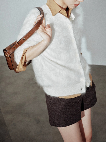 Premium 100% Washed White Cashmere Brushed Cardigan – Loose-Fit Knit Sweater for Women, Soft Multi-Color Cashmere Top