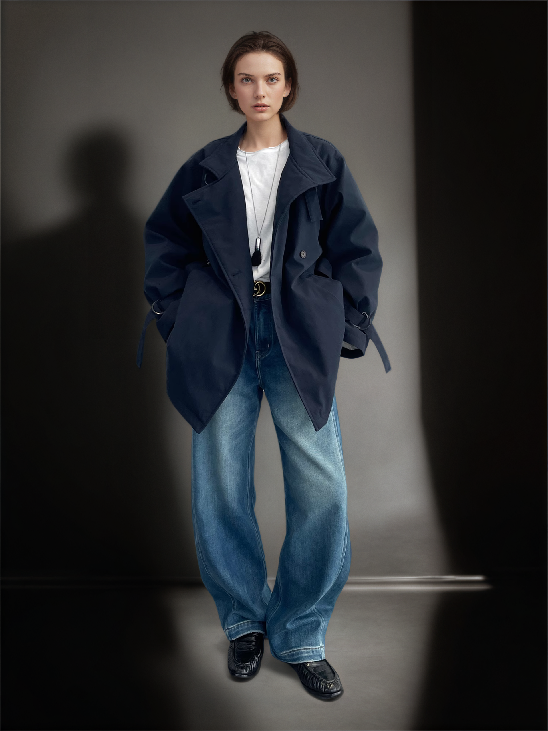 Women’s 100% Cotton Slim Fit Denim Jeans | Vintage Blue Sculpted Panel Scythe-Cut Design Pants