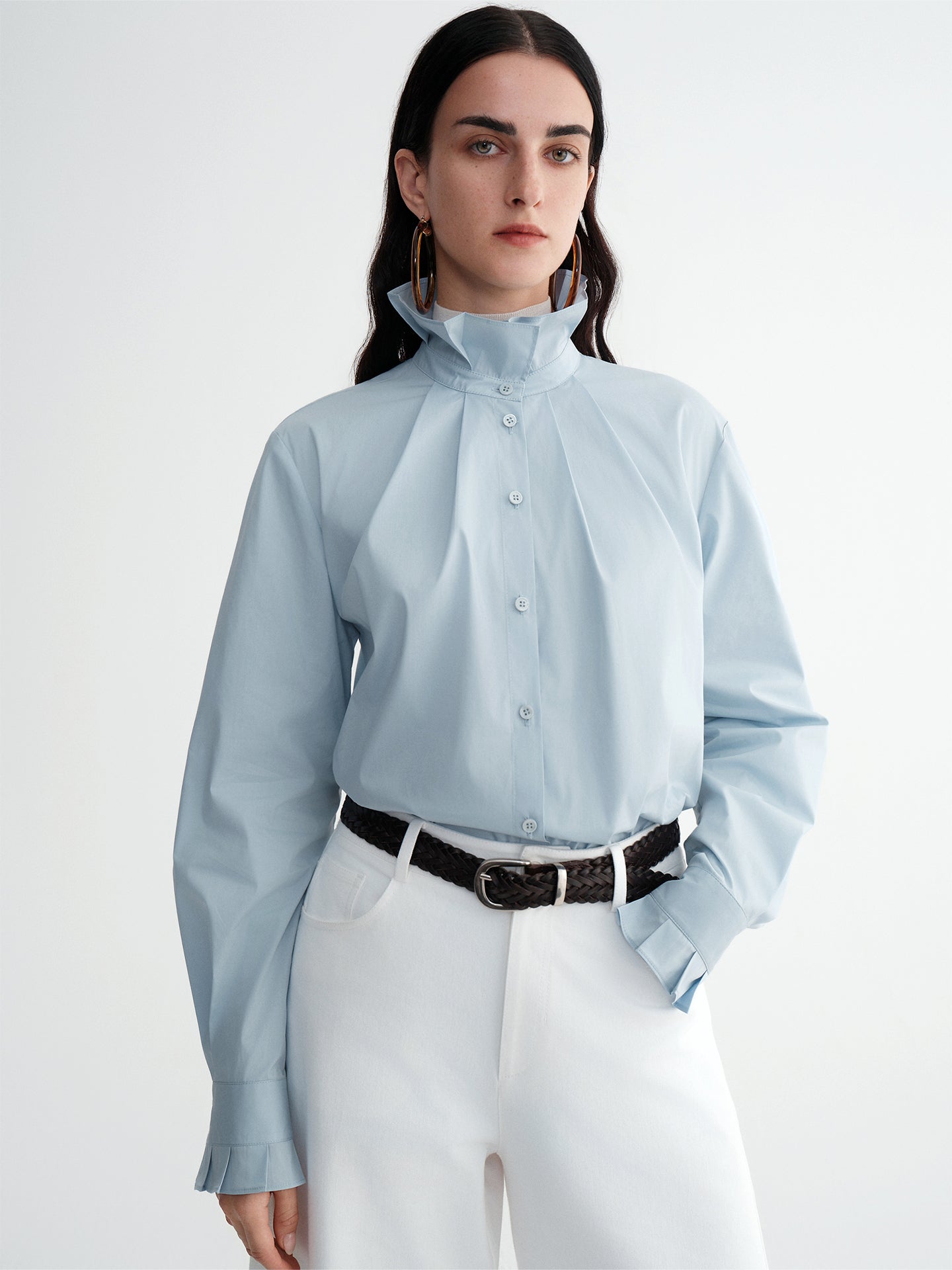 Victorian Romance Cotton-Feel Blouse with Ruffled Lapel Collar | Vintage Loose-Fit Elegant Shirt