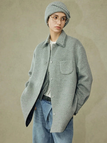 Old Money Style Tweed Wool Coat – High-End Lapel Shirt Top for Autumn/Winter