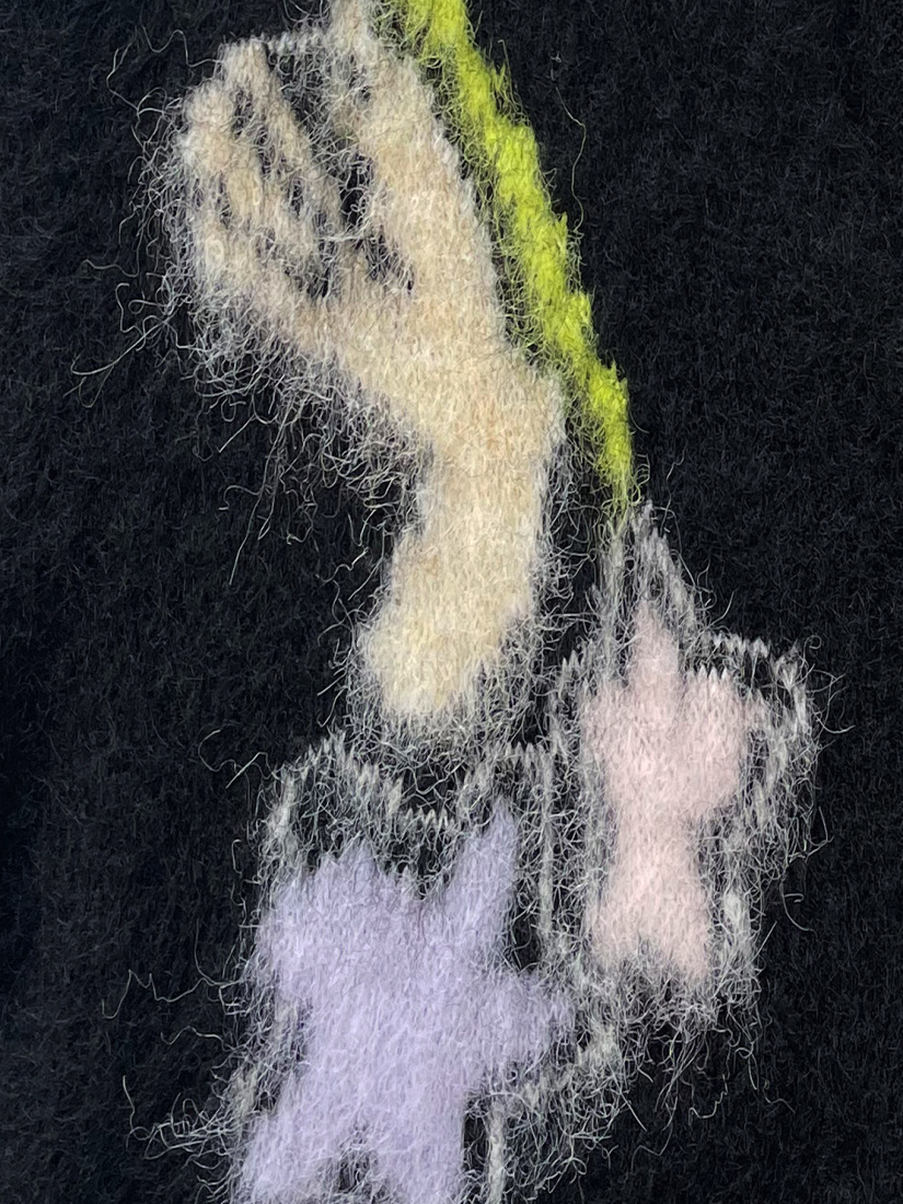 Women's Relaxed Vintage-Style Jacquard Wool V-Neck Knit Cardigan – Loose-Fit Fall/Winter Sweater Jacket