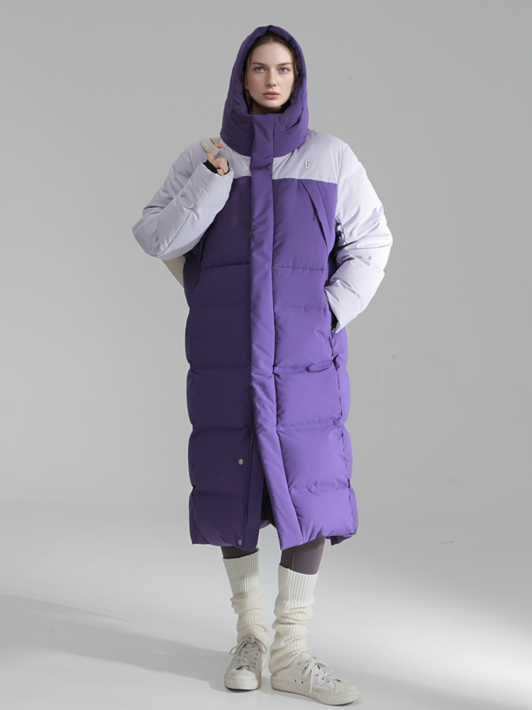 Macaron Color Long Down Coat for Women – Warm Lightweight Goose Down Puffer Jacket, Outdoor Winter Outerwear