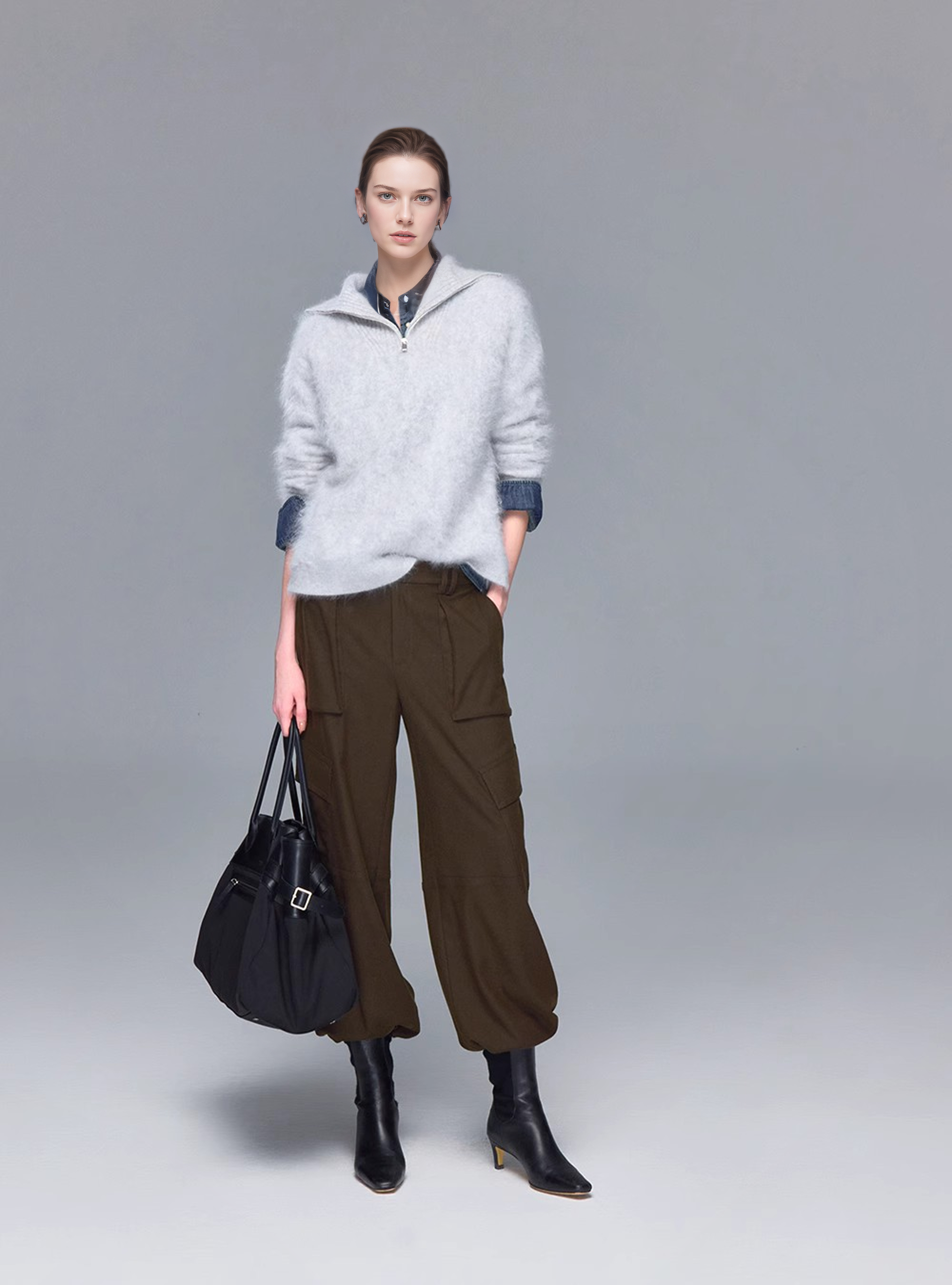 Luxury Dyed Cashmere Brushed Knit Sweater | French Sailor Collar Wool Pullover for Women