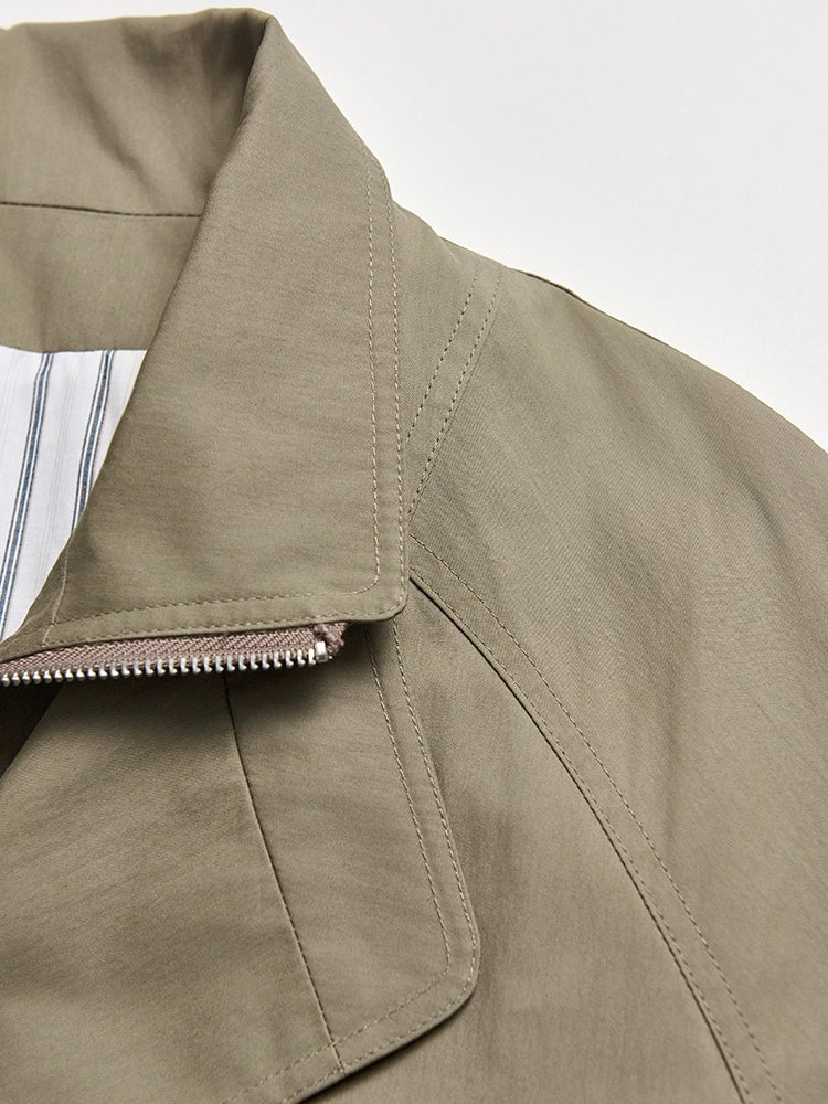 Autumn Retro High-Density Cotton Drawstring Dual-Collar Utility Jacket