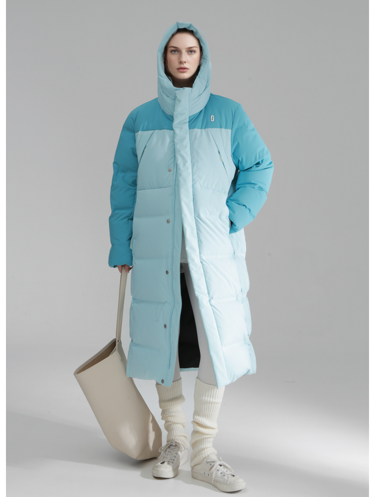 Macaron Color Long Down Coat for Women – Warm Lightweight Goose Down Puffer Jacket, Outdoor Winter Outerwear