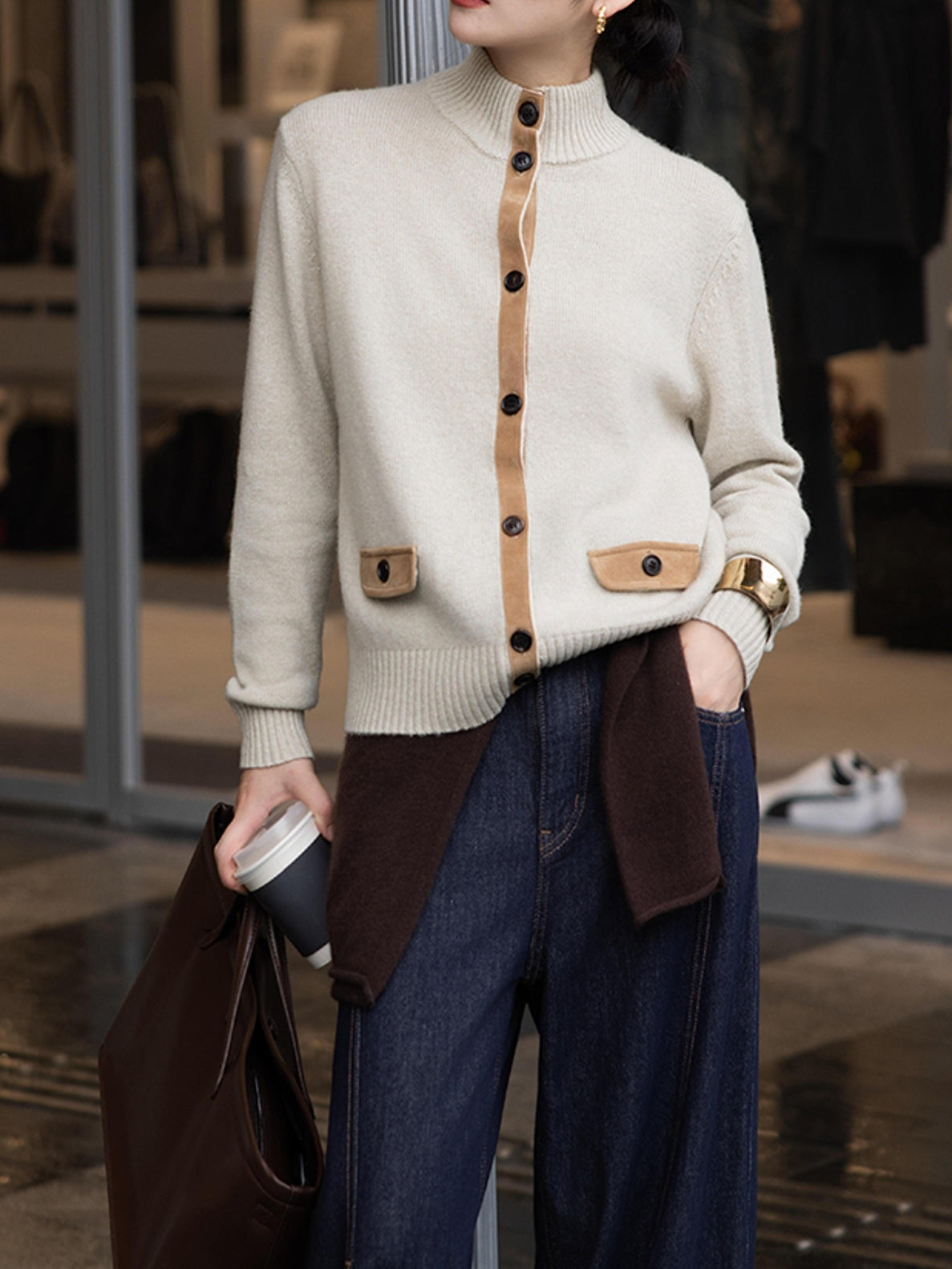 Retro Elegant Old Money Style Cashmere Cardigan Coat