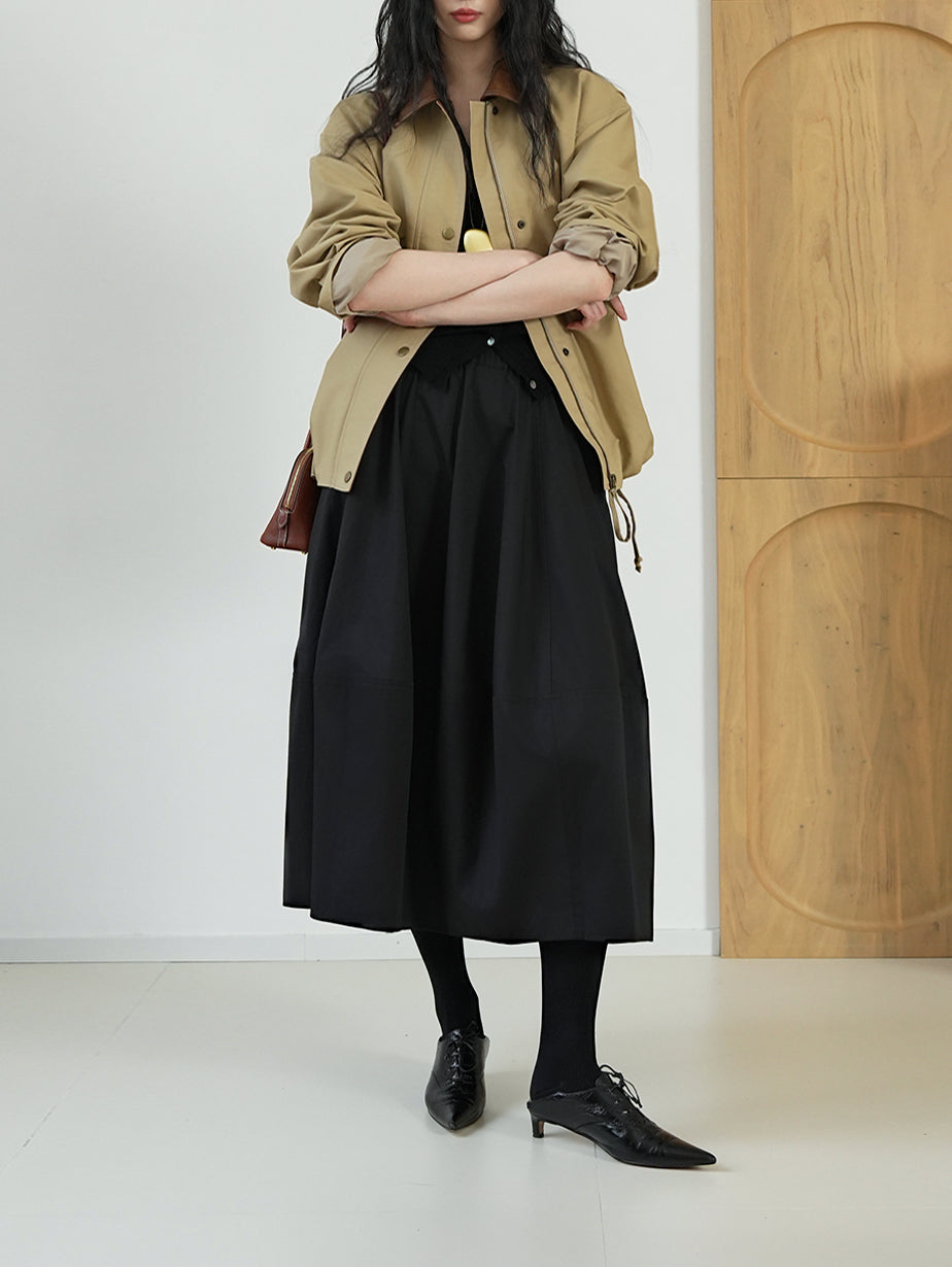 Timeless Fashion Essential – 3D Tailored 100% Cotton High-Waisted Balloon Skirt