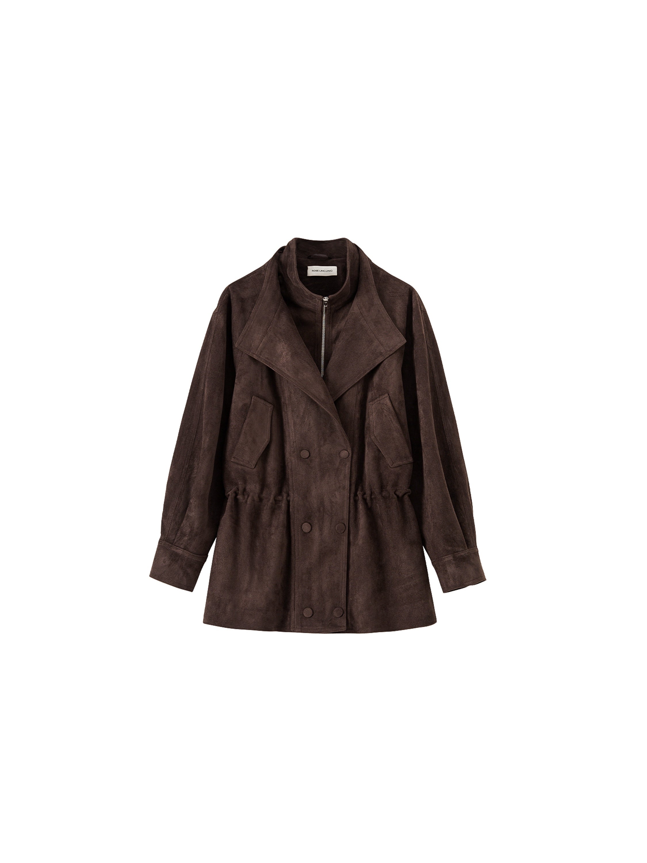 Suede Touch Double-Layer Jacket & Chic Midi Skirt Set – Eco Brushed Fabric