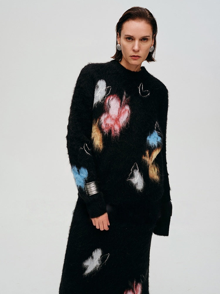 Alpaca Wool Butterfly Jacquard Cardigan & Sweater – Winter Lazy Knit (Sold Separately)