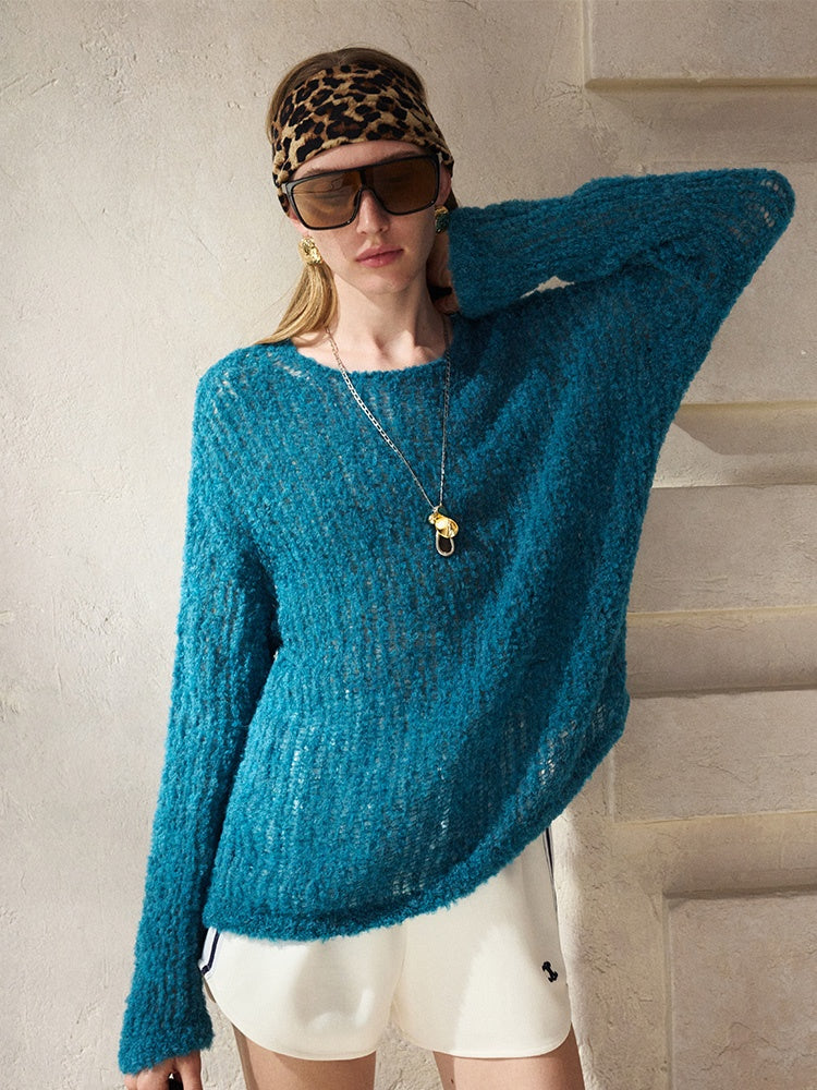 Soft Fufu Marshmallow Alpaca Knit – Luxury Slim-Fit Boat-Neck Peruvian Wool