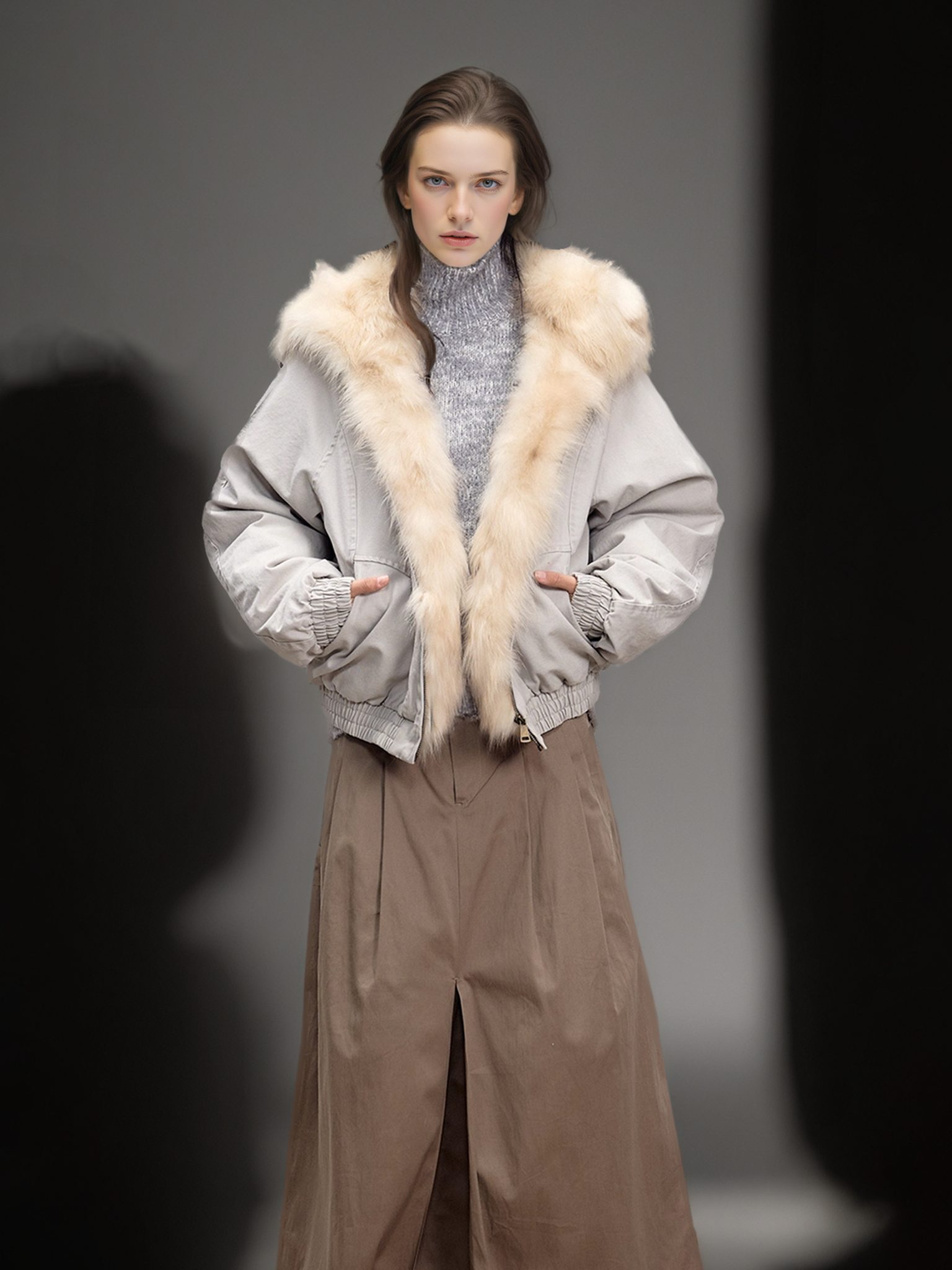 Women’s Short Down Parka with  Raccoon Fur Hood | Winter Warm Puffer Jacket