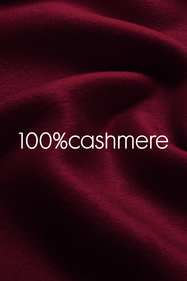 100% Cashmere Double-Faced Wool Coat for Women – Long Wine Red Overcoat