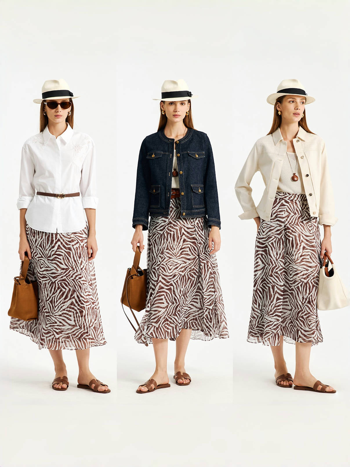 Mulberry Silk Zebra Print Midi Skirt – 6A Grade Draped Old Money Style