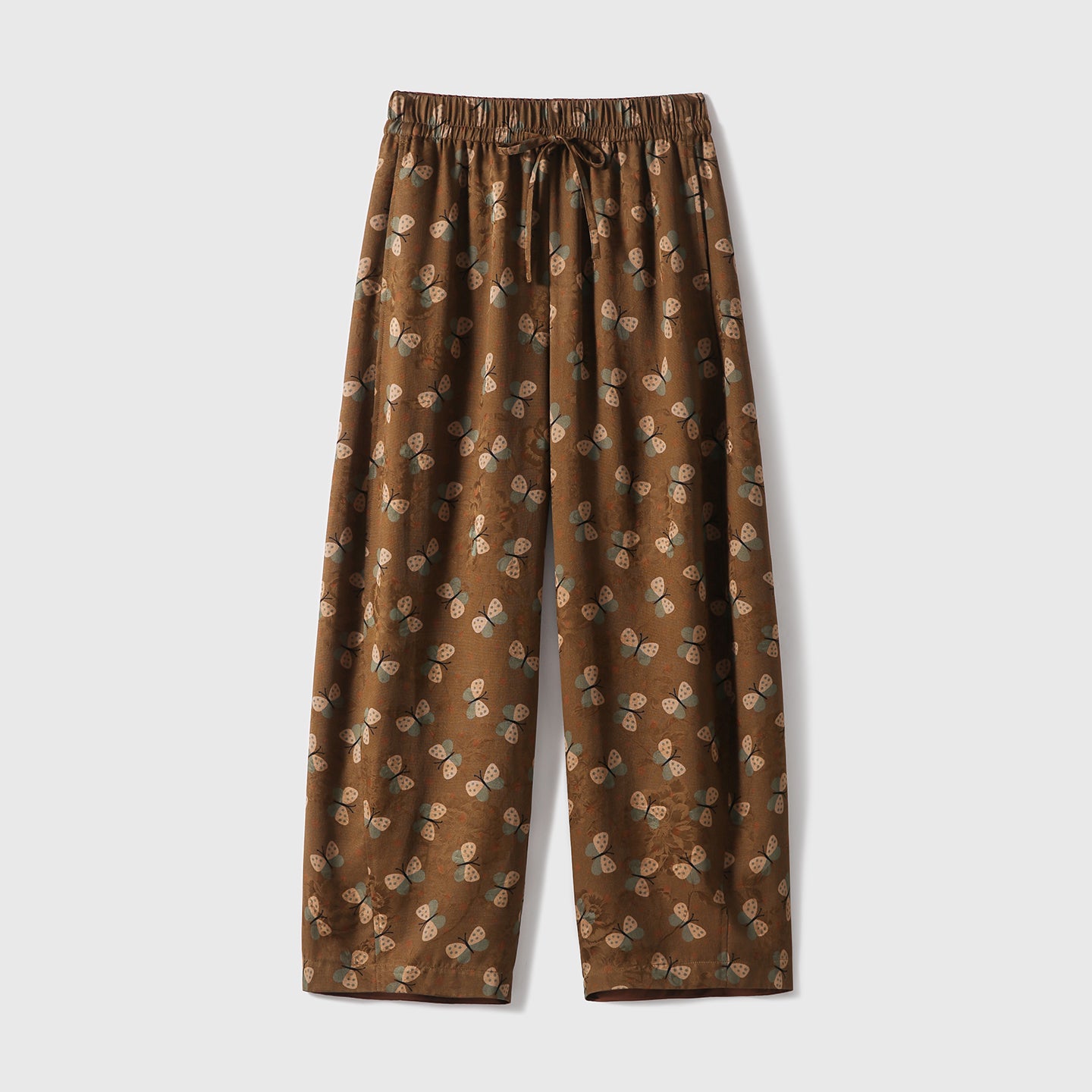Intangible Heritage Gambiered Silk & 22 Momme Mulberry Silk Hualuo Casual Pants