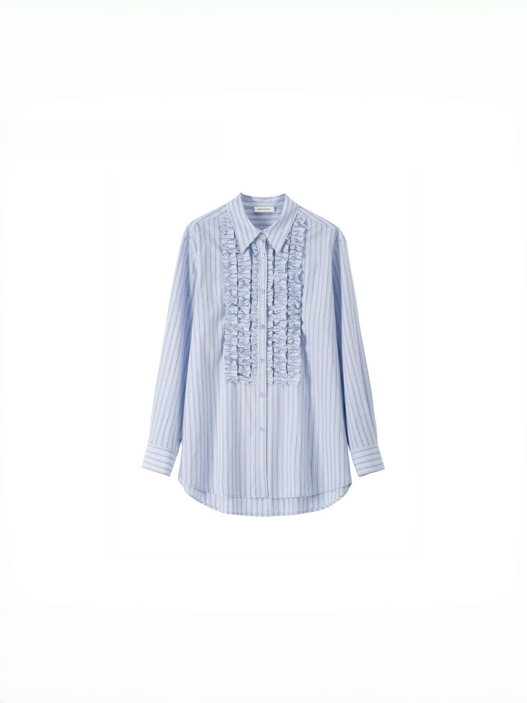Modern Victorian Pima Cotton Shirt – Romantic Ruffle Trim Elegant Commuter Blouse