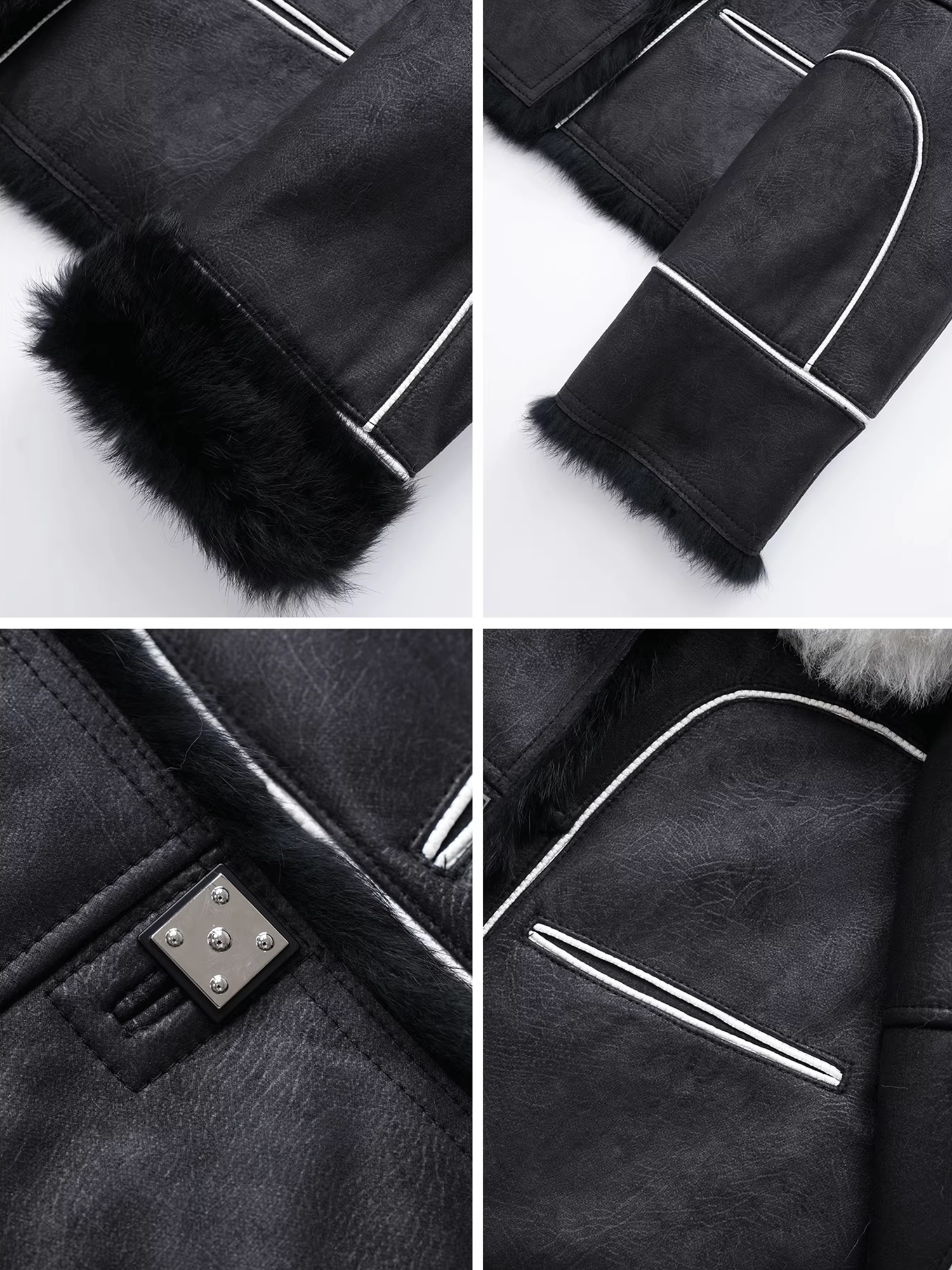 Women’s Short  Shearling Suede Coat with Wool-Blend Collar | Stylish Winter Jacket