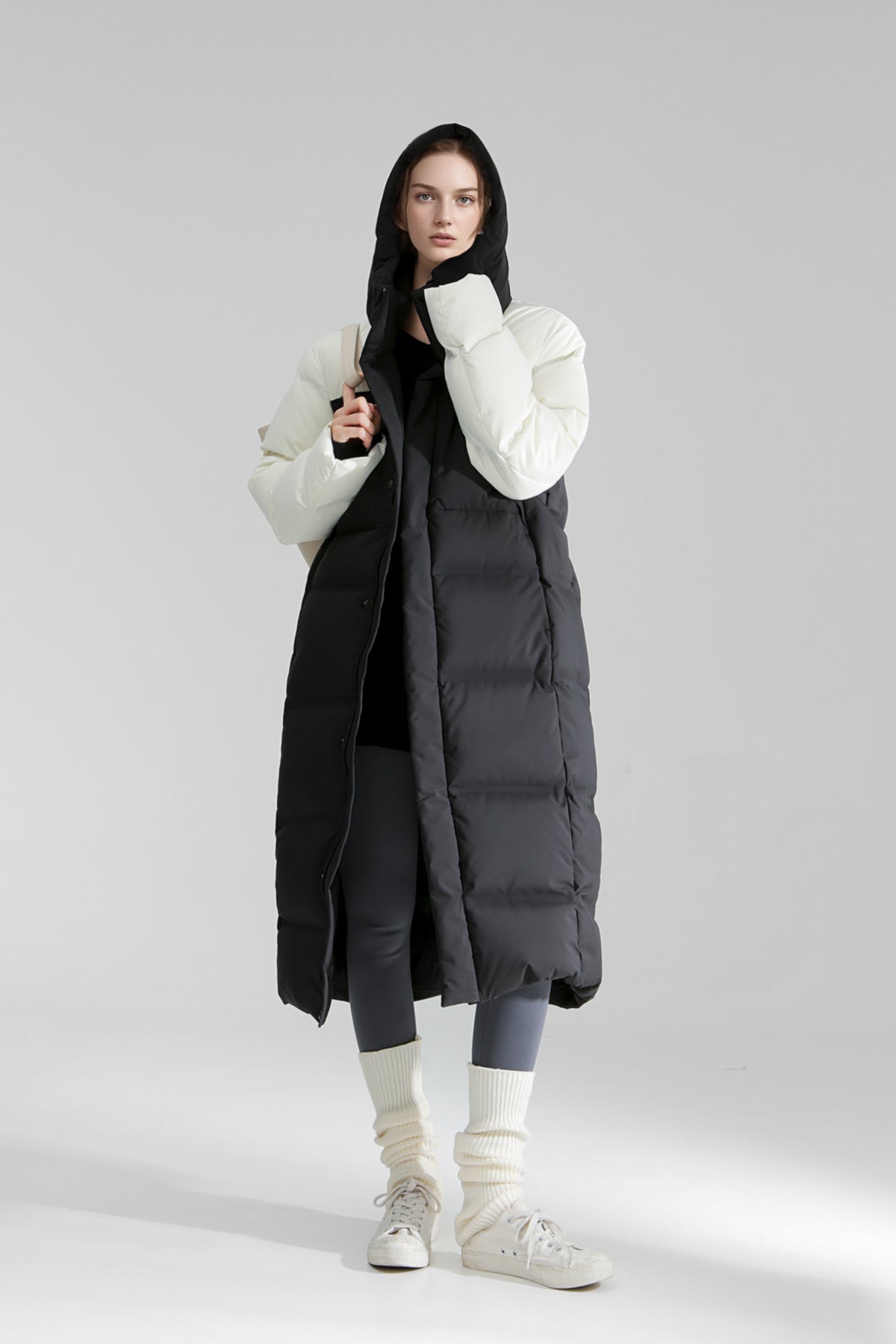 Macaron Color Long Down Coat for Women – Warm Lightweight Goose Down Puffer Jacket, Outdoor Winter Outerwear
