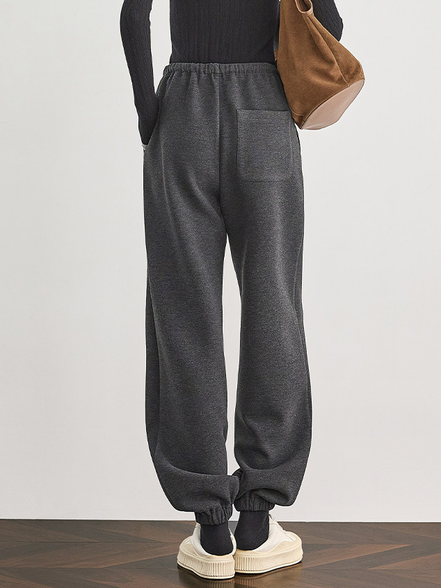 Yak Wool Air-Layer Gray Fleece-Lined Jogger Sweatpants for Women — Thickened Relaxed-Fit Casual Sports Pants