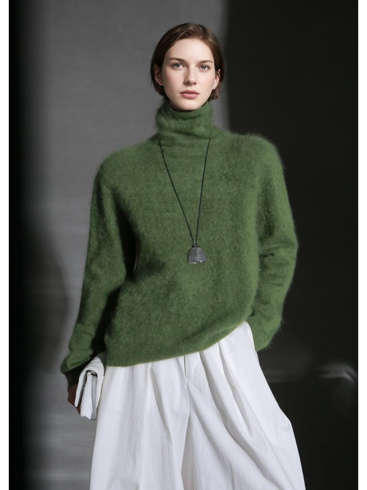 Luxury Cashmere Turtleneck Sweater – Seamless Design, Soft Brushed Knit, Solid Color Warm Pullover for Fall Winter