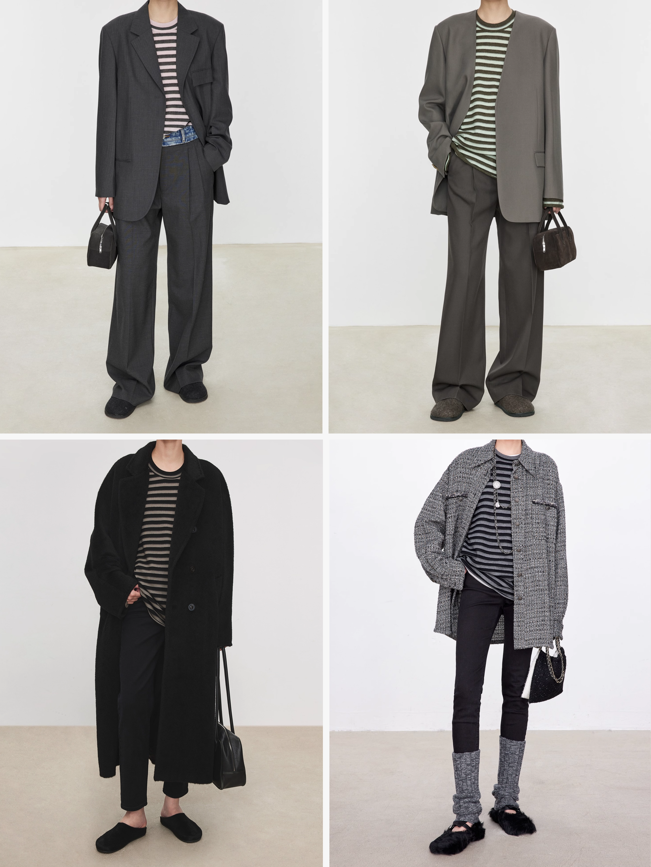 Minimalist Wool Striped Base Layer Top for Women – Coffee Brown & Soft Pink Fashion Knit