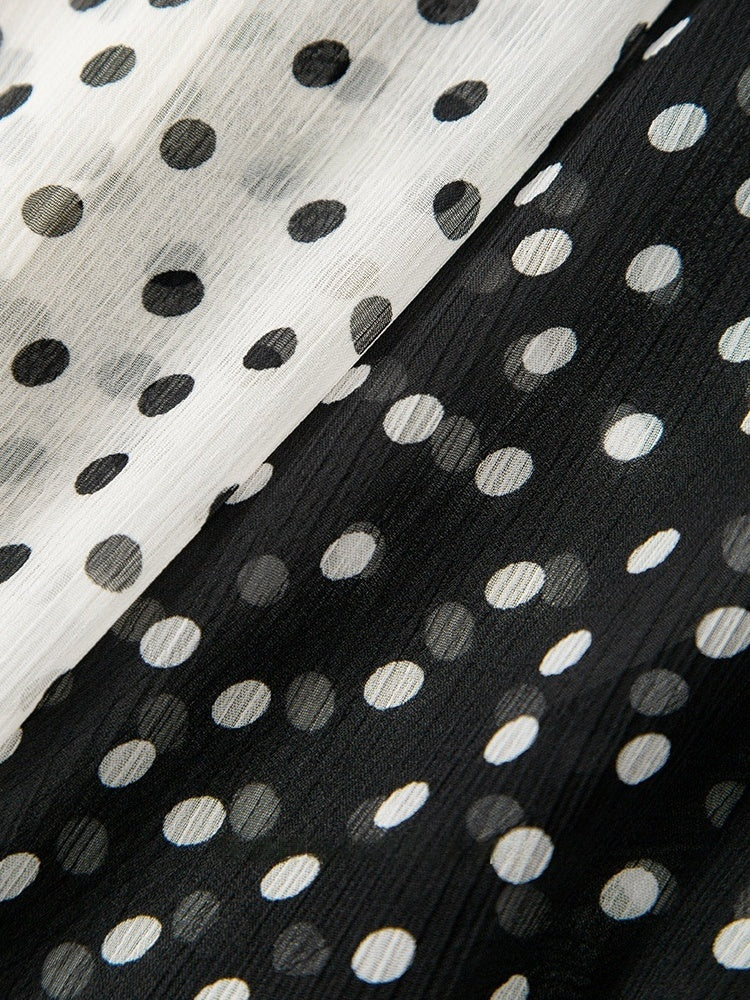 Romantic Ruffle Collar Polka Dot Chiffon Blouse for Women | Lightweight Vacation & Office Wear