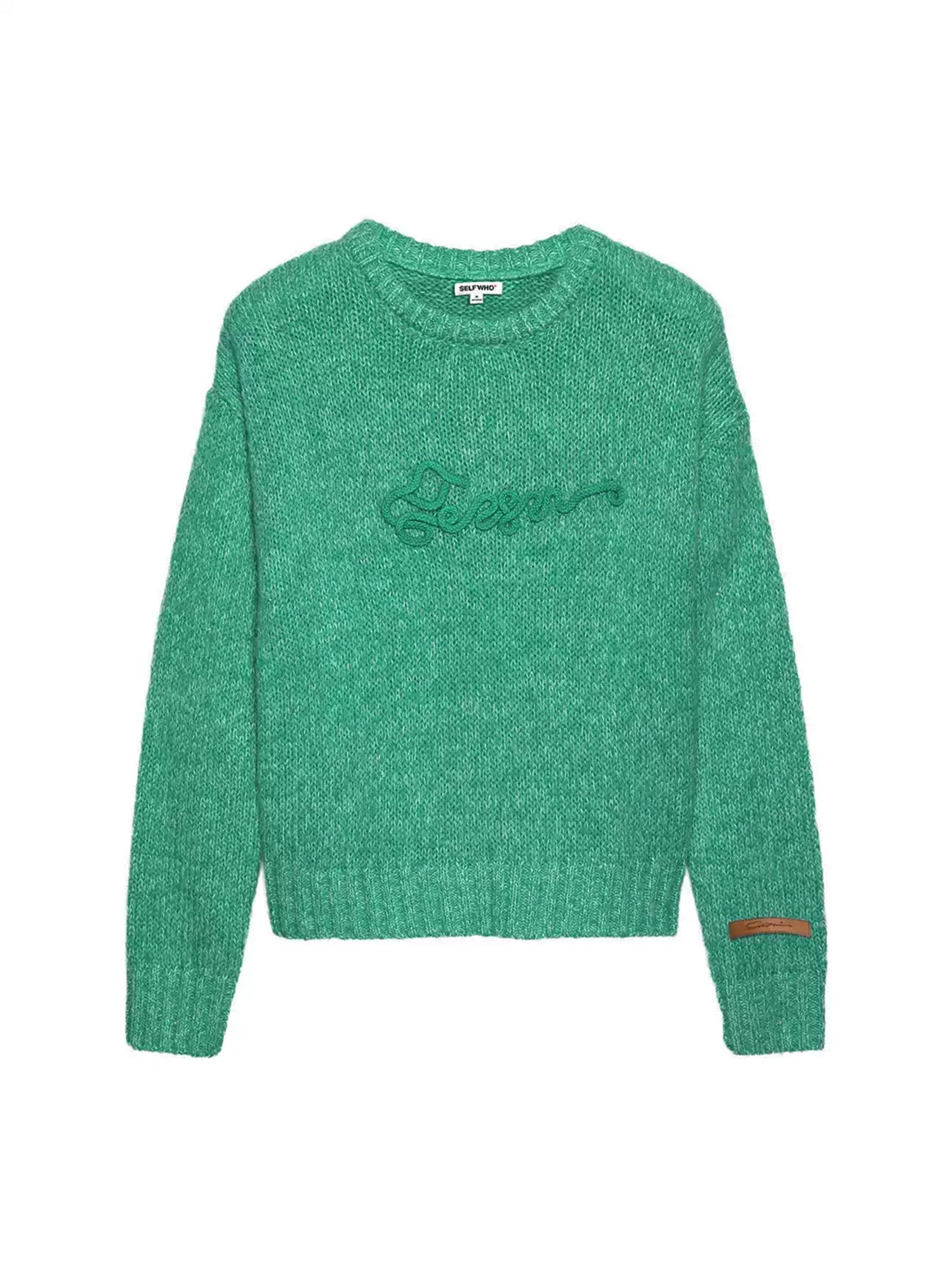 Green Wool Blend Speckled Knit Sweater for Women – Vintage Winter Pullover Top