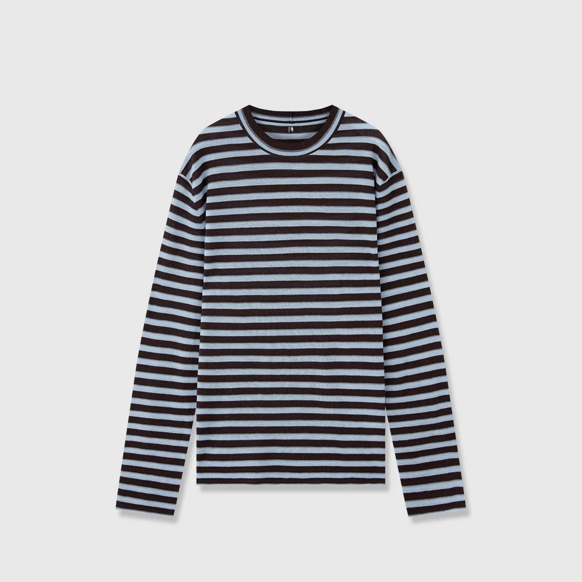 Minimalist Wool Striped Base Layer Top for Women – Coffee Brown & Soft Pink Fashion Knit