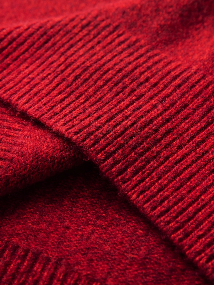 Soft New Year Red 100% Cashmere Sweater for Women – A-Grade Dyed Mélange Yarn, Thickened Turtleneck, Cozy Oversized Knit