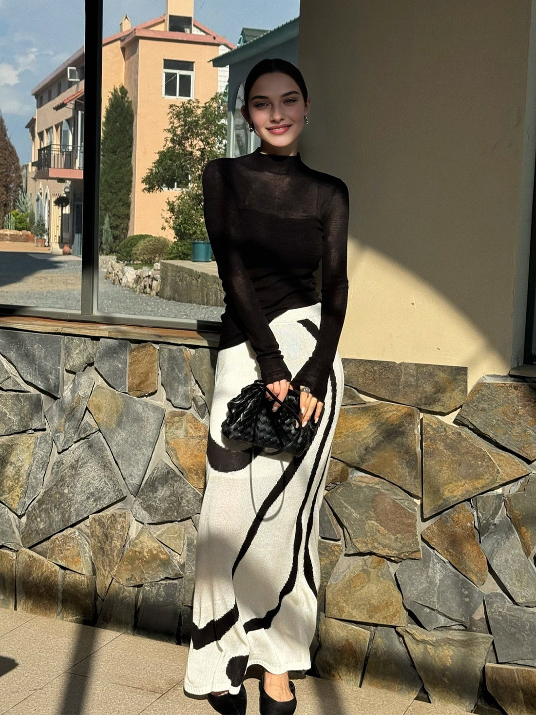 Artistic Chic Midi Skirt for Women | Fall Collection, Luxe and High-End Long Skirt