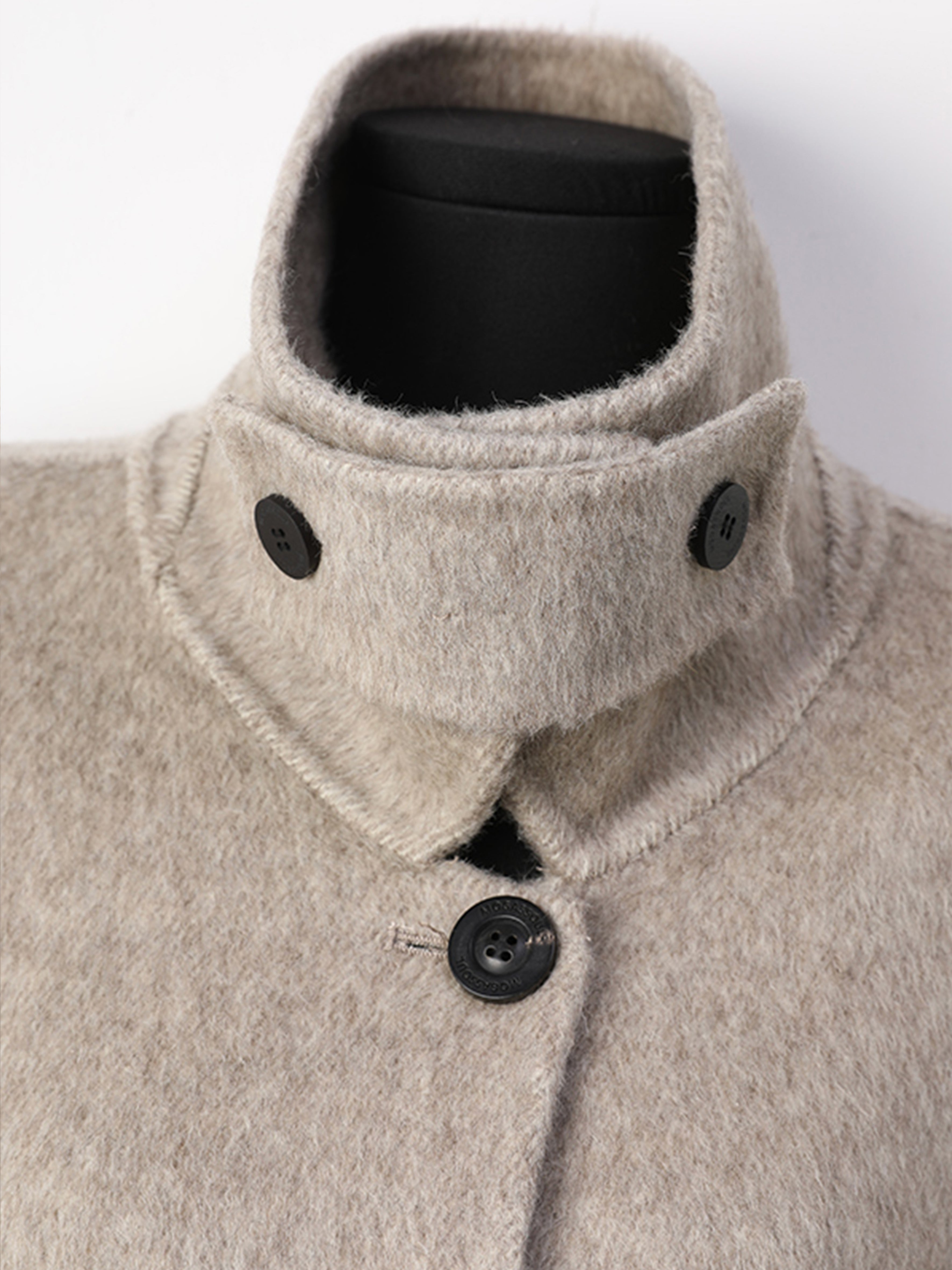 Tailored Wool, Camel & Yak Hair Coat with Complimentary Triangle Scarf – Old Money Style Double-Faced Wool Overcoat for Women Fall/Winter