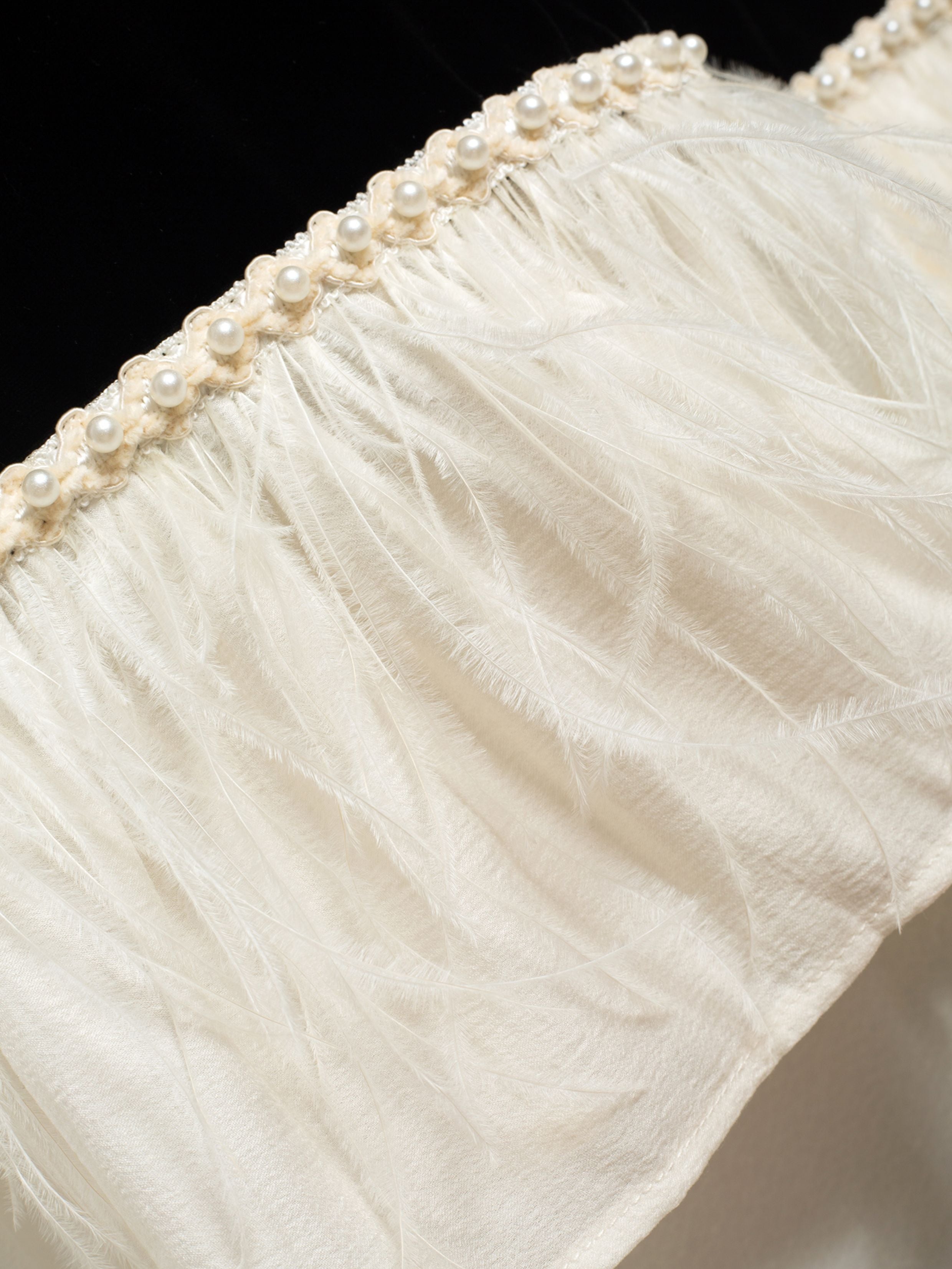 Silk Velvet & Ostrich Feather Hand-Embroidered Custom Dress