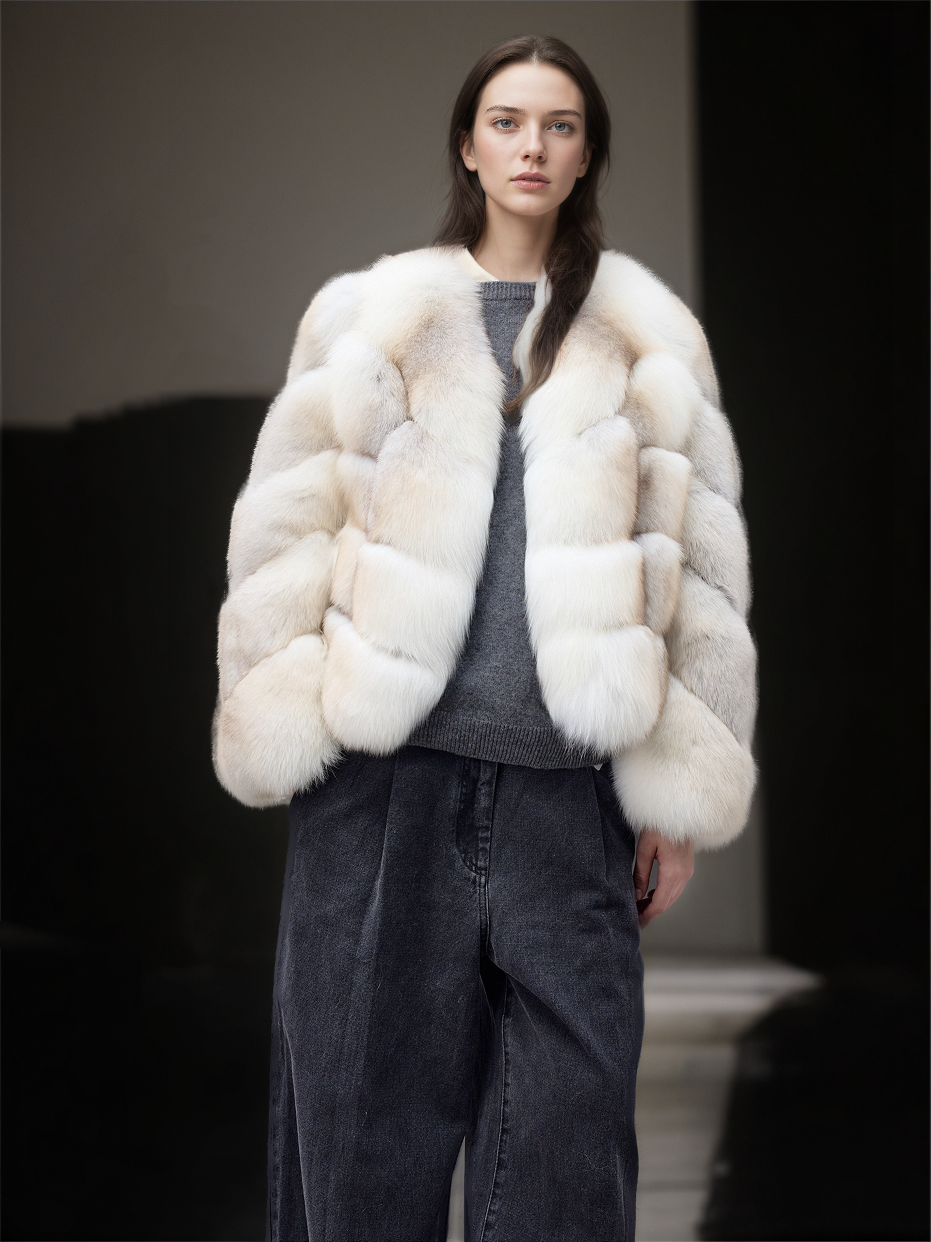 Women’s Short  Fox Fur Coat | Chic Winter Jacket with Soft Fluffy Texture