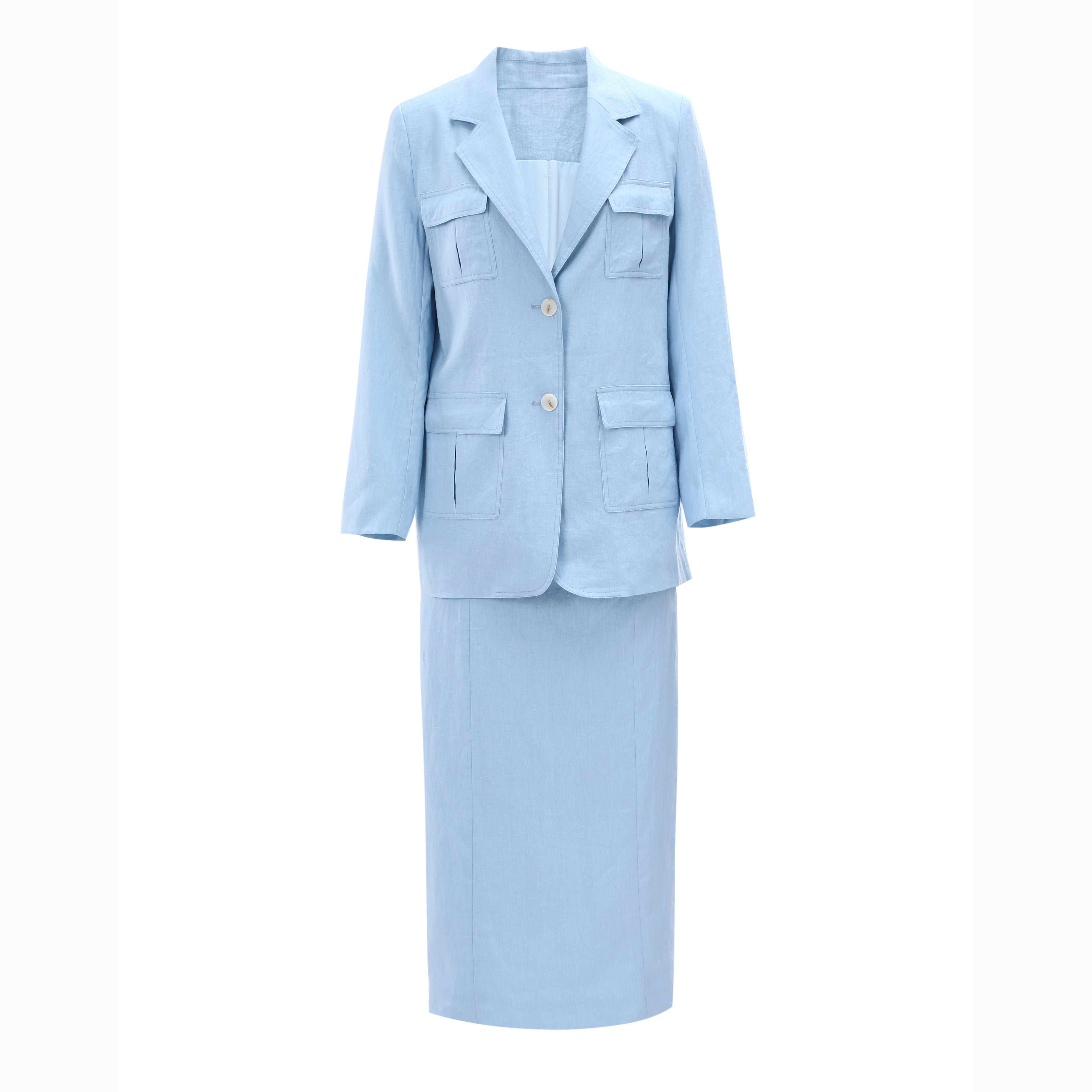 Old Money Autumn Suit Set – Relaxed Linen Blazer & Skirt Two-Piece
