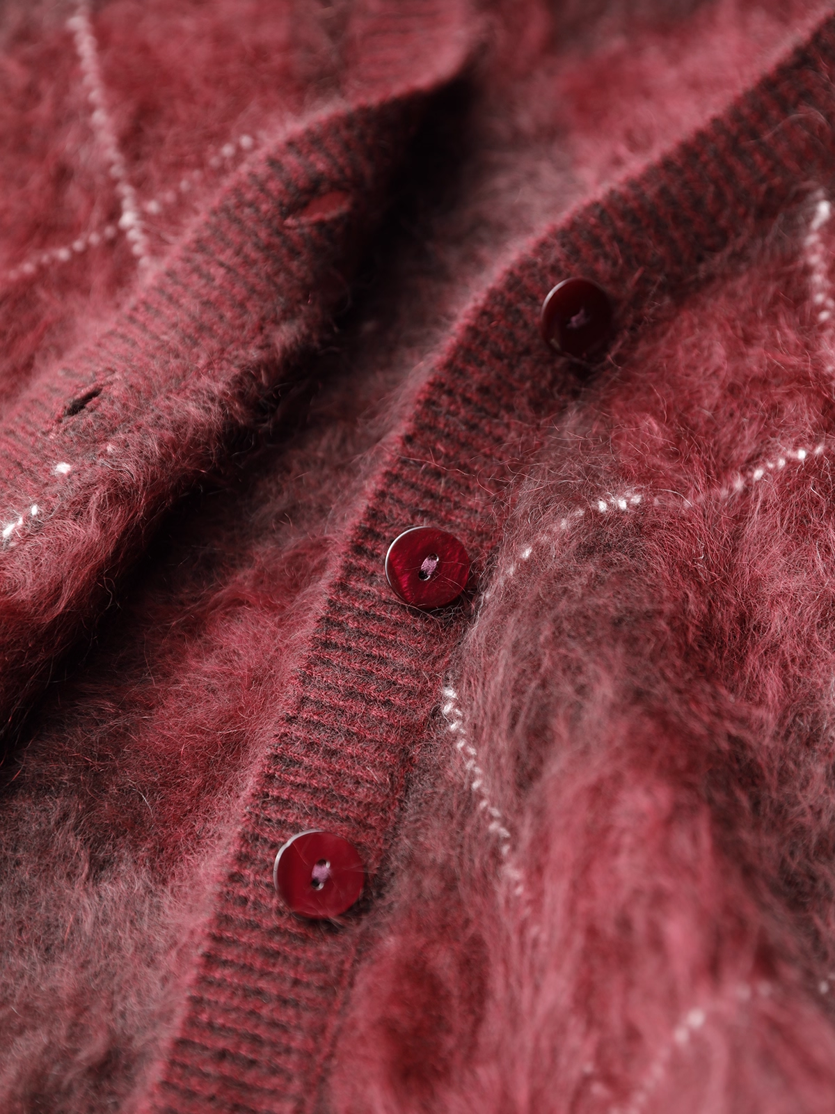 Heavyweight Brushed Knit Vintage Diamond-Pattern Sweater Vest for Women