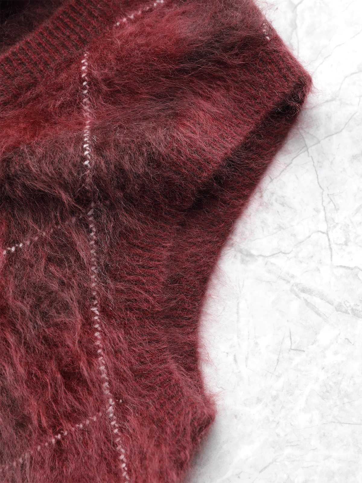 Heavyweight Brushed Knit Vintage Diamond-Pattern Sweater Vest for Women