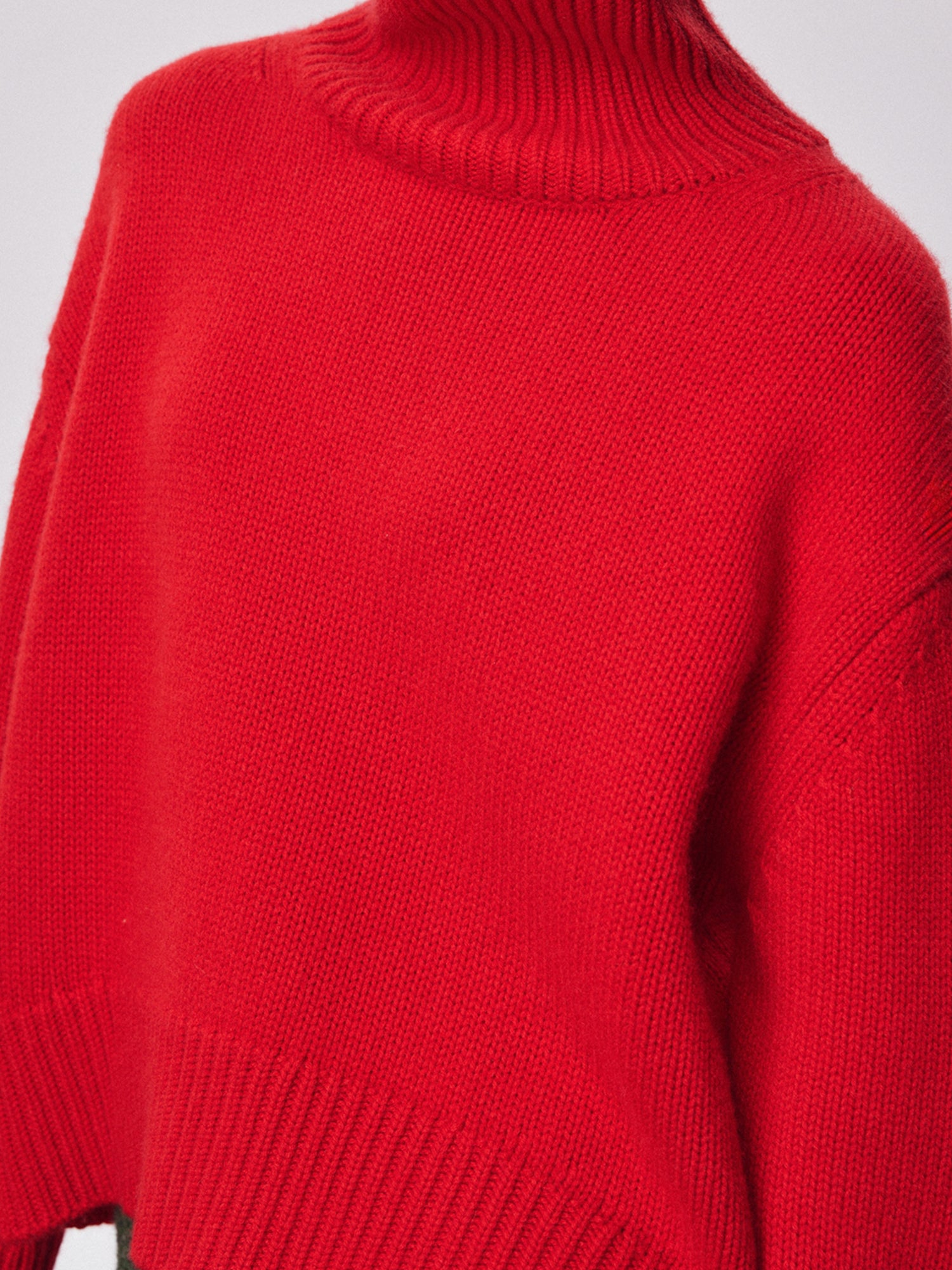 Soft 100% Cashmere Turtleneck Sweater – Vintage Rib-Knit, Thick & Warm in Festive Red-Green Palette
