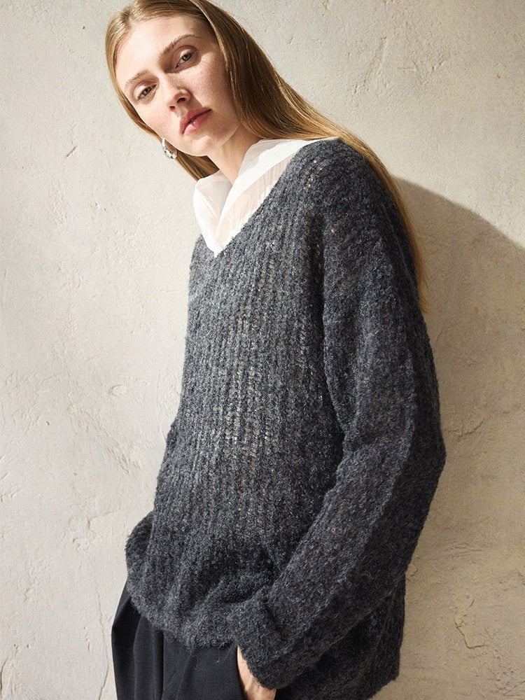 Soft Fufu Marshmallow Alpaca Knit – Luxury Slim-Fit Boat-Neck Peruvian Wool